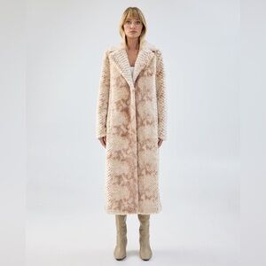 Unreal Fur Montmartre Faux Fur Coat Beige Python NWT S